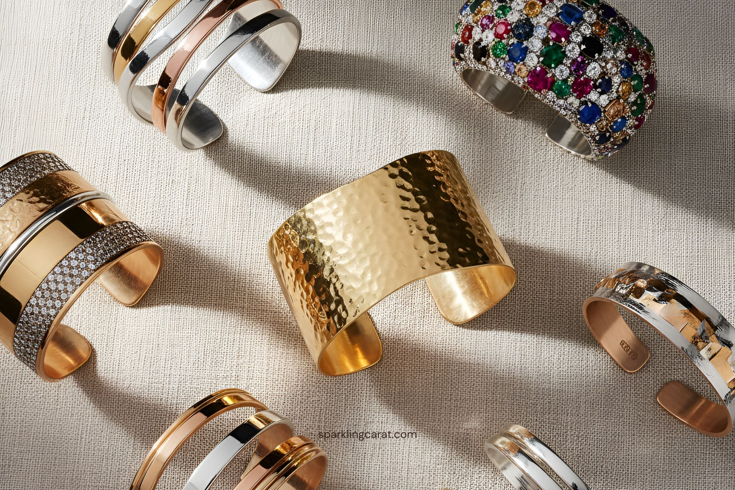 Oversized cuffs and bold bracelets showcasing the maximalist arm candy jewelry trend for 2025.