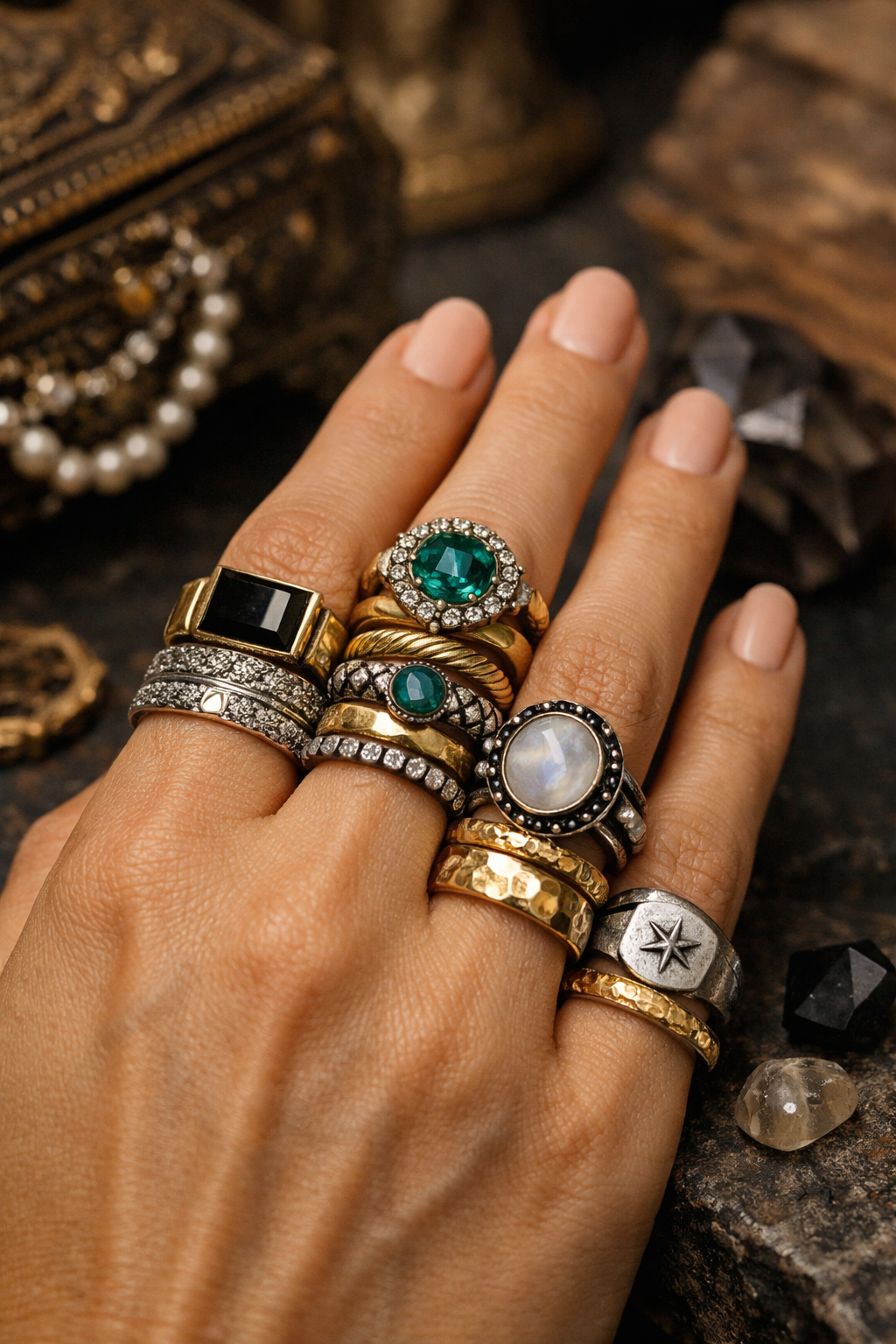 Stacked Statement Rings: The Art of Layering Boldness & Detail With an Edge — Styled for Your Skin Tone