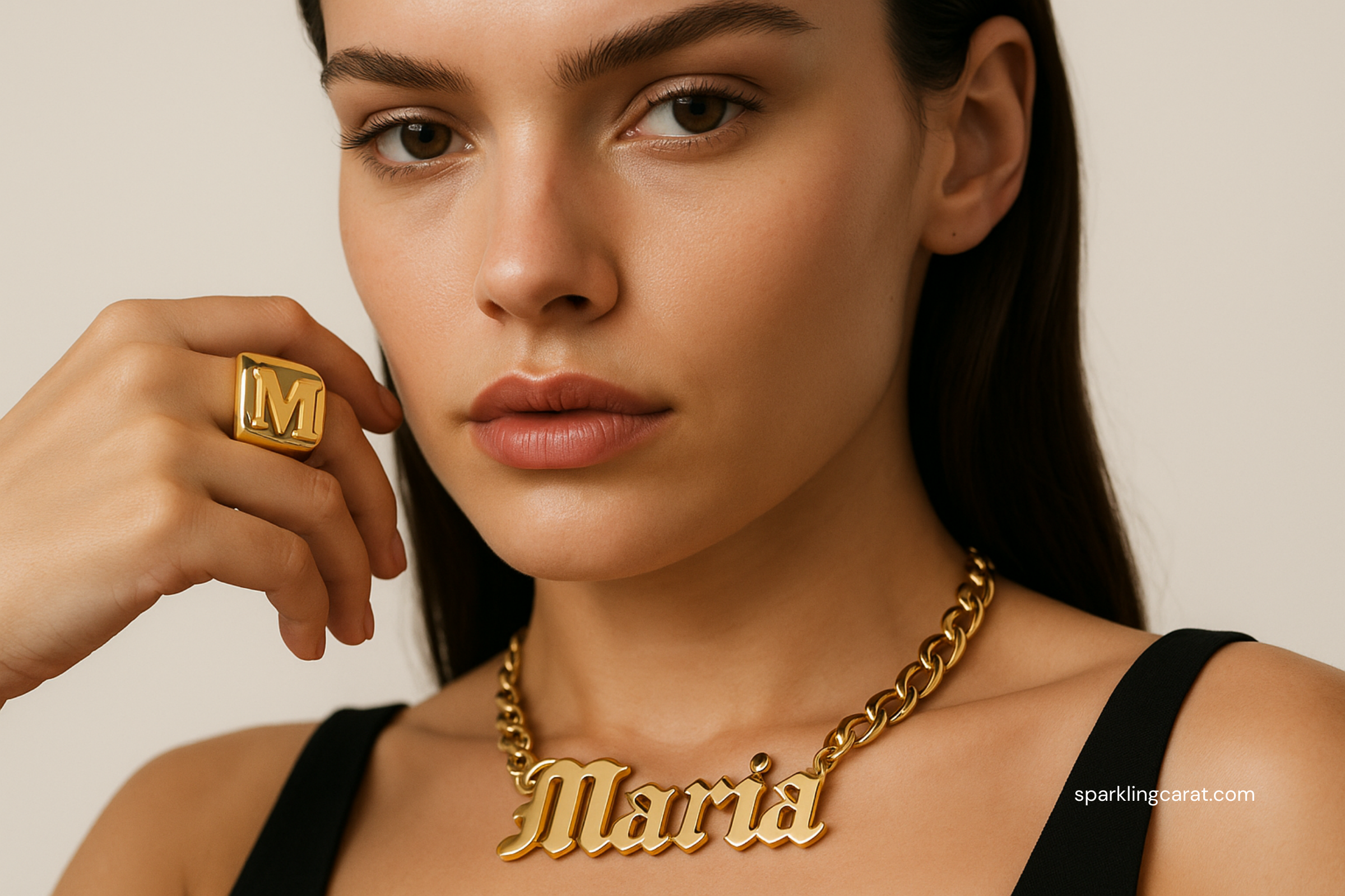 Modern reinterpretation of 80s–90s jewelry with sculptural styling.
